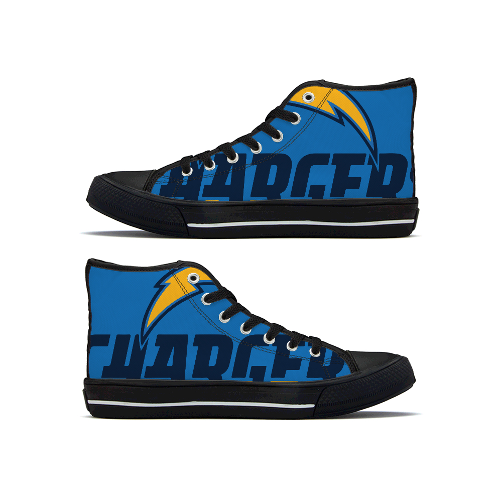 Women's Los Angeles Chargers High Top Canvas Sneakers 004